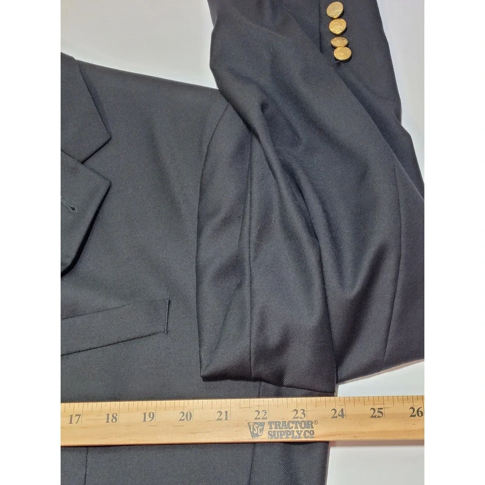 Jos. A. Bank Wool Blazer Mens 44R Signature Black Gold Crest Button Professional